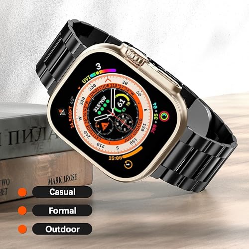 Miniatura 4 de MOFREE Compatible con Apple Watch Band de 1.929 in 1.772 in 1.732 in 1.654 in para hombres y mujeres, correa de metal de acero inoxidable con cierre