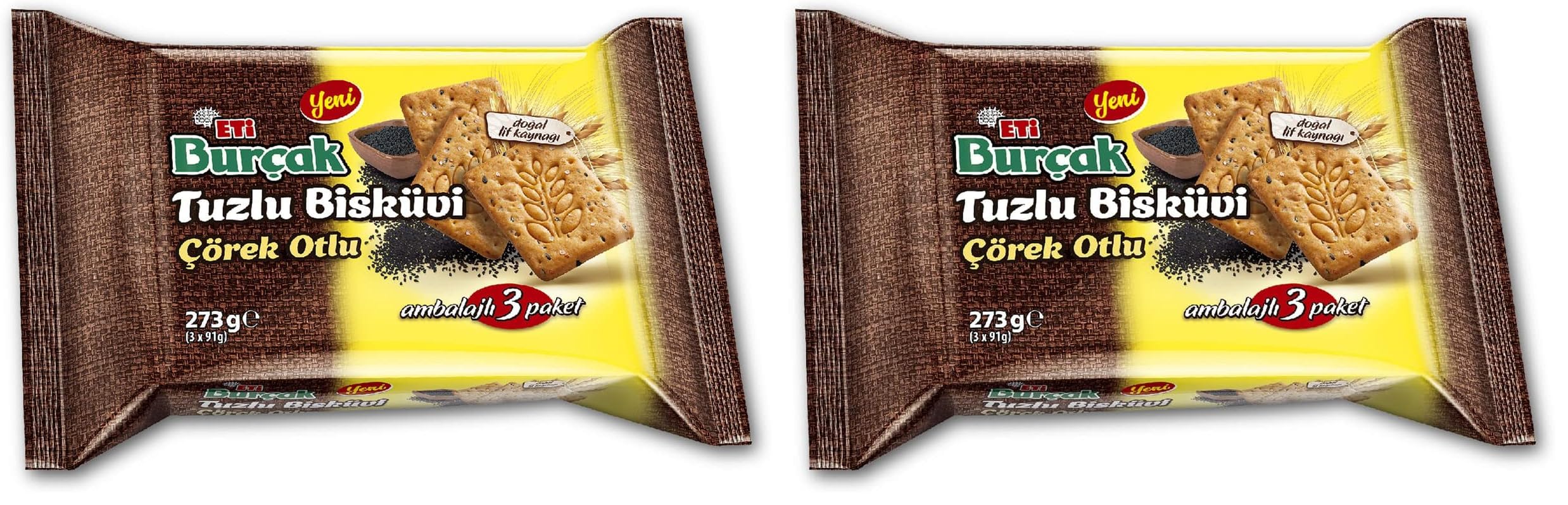 Eti Burçak Çörek Otlu Tuzlu Bisküvi 3 x 91 g 2li paket