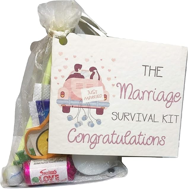 Bridal Shower Gift. Mr and mrs. Just Married. Wedding Marriage Survival kit. Keepsake Card and Gift. Bride & Groom, Congratulations, newely wed Gifts on Your Wedding