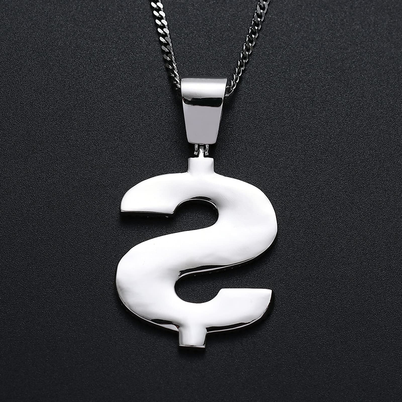 Hip Hop Green S Colgante de Signo de dólar con Micro Incrustaciones de circón Hiphop Collar de Hip Hop para Hombres de Moda