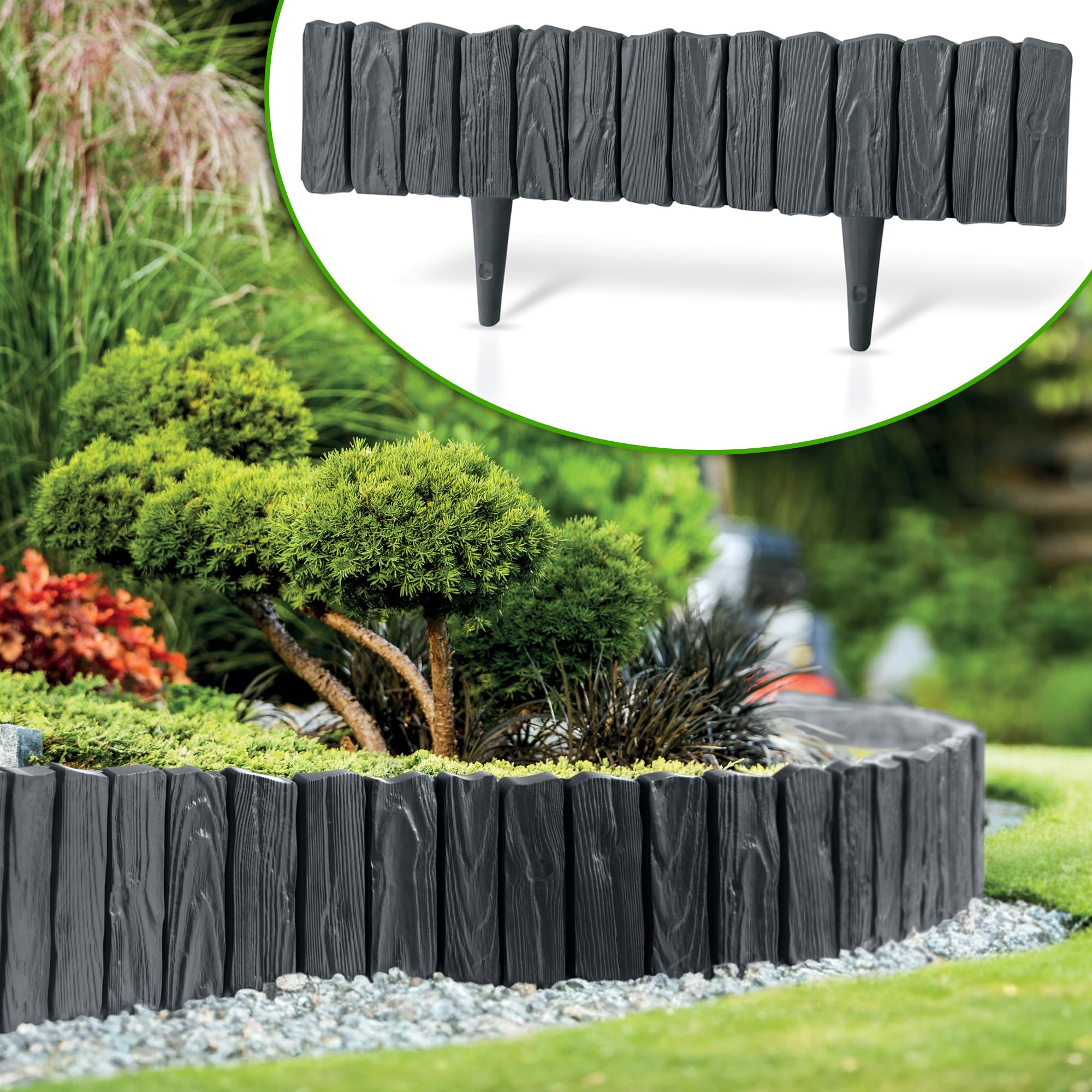 TRMLBE Bordure De Pelouse En Plastique 5,6 M Aspect Bois Bordure De Lit