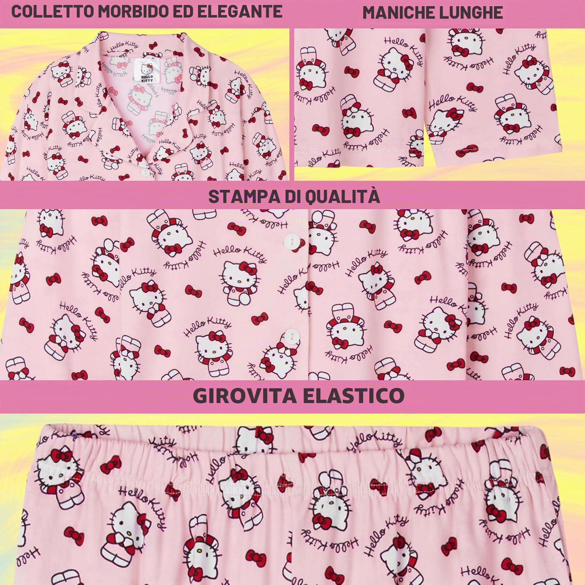Hello Kitty Sanrio Pigiama Bambina e Adolescenti, Morbido Superiore e Inferiore Pigiami Bambini Kuromi, Kawaii Regalo Ragazza