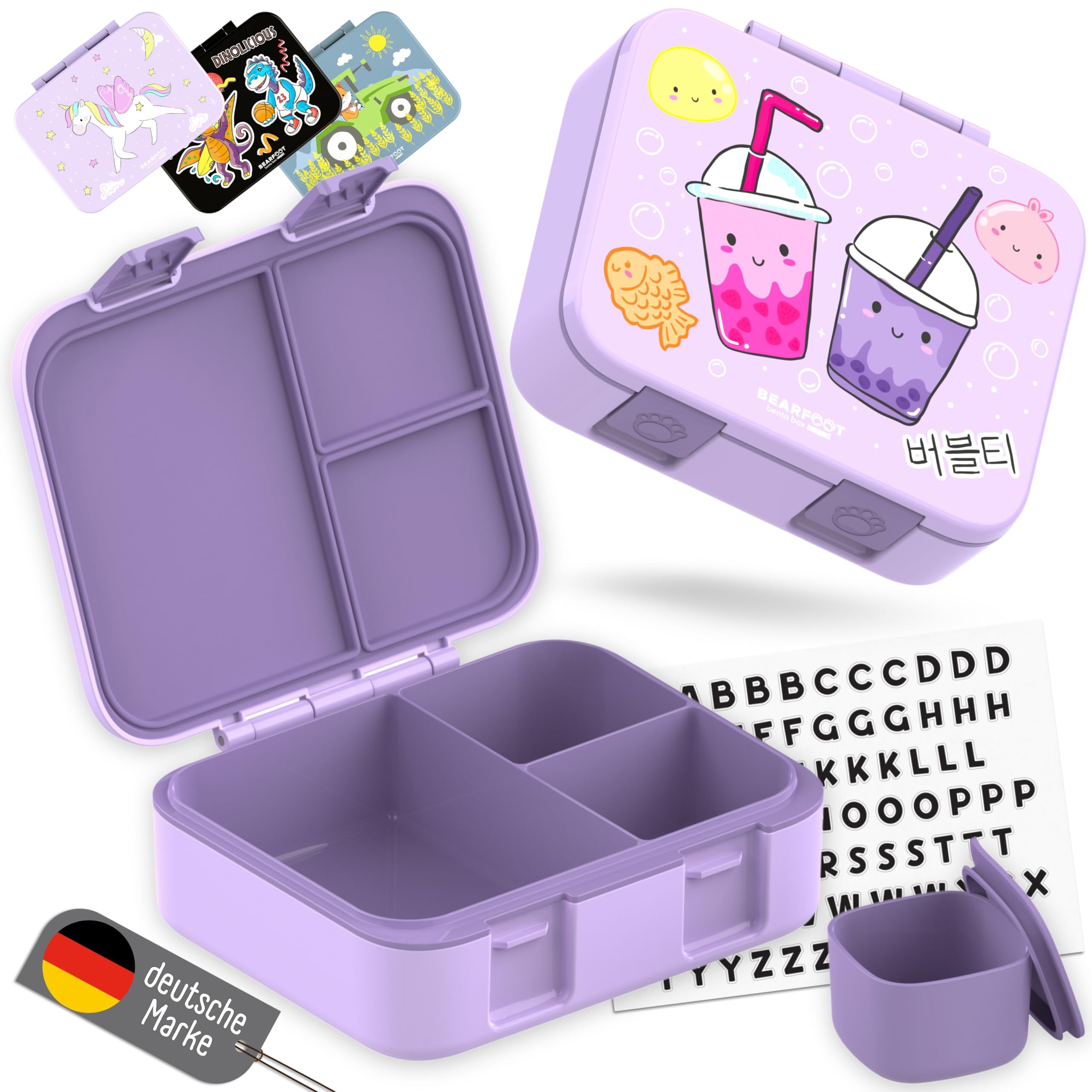 BEARFOOT Bento Box Compact Children's Lunch Box (BubbleTea Purple, 1,000 ml)