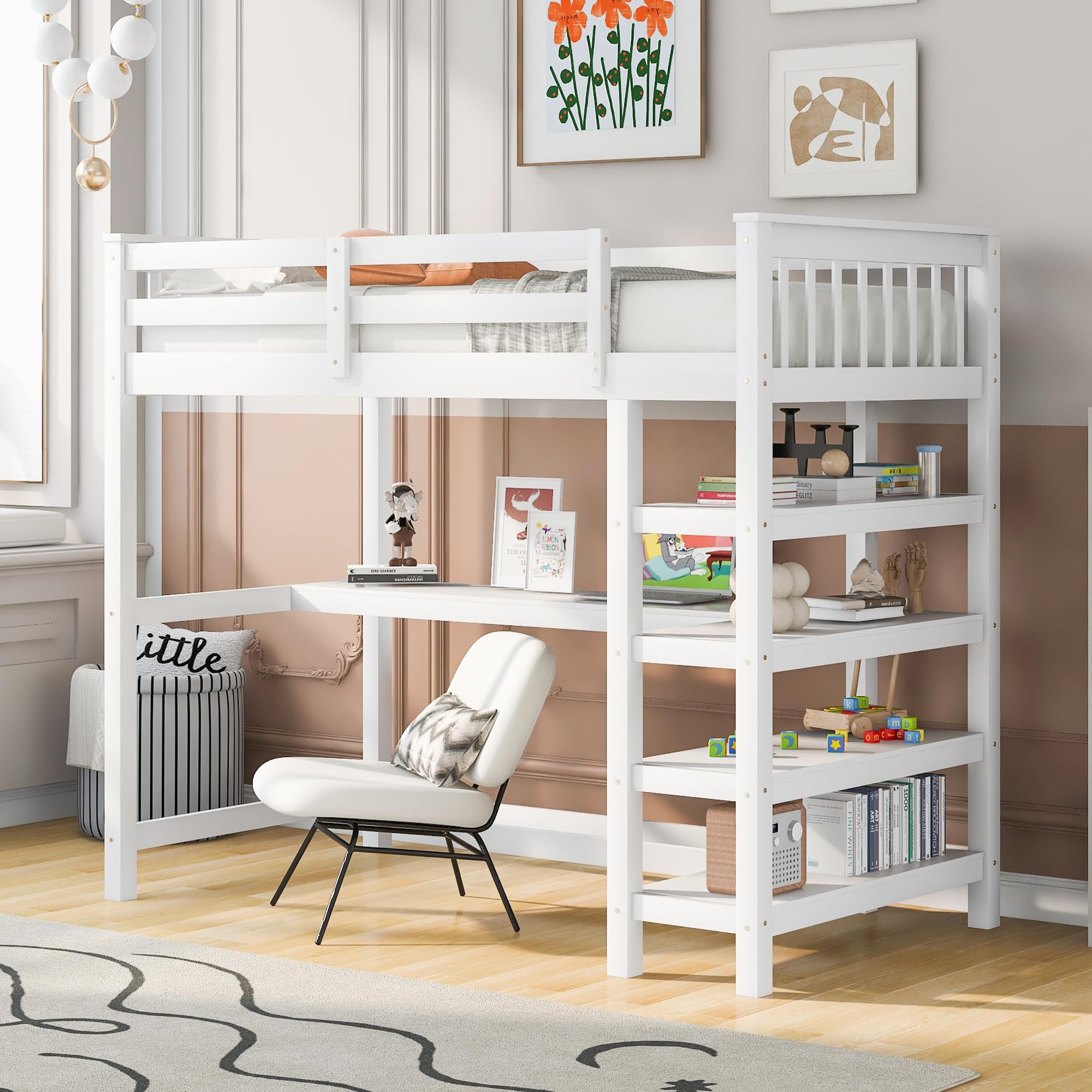 Detailed dimensions diagram for the Bellemave Twin Size Loft Bed