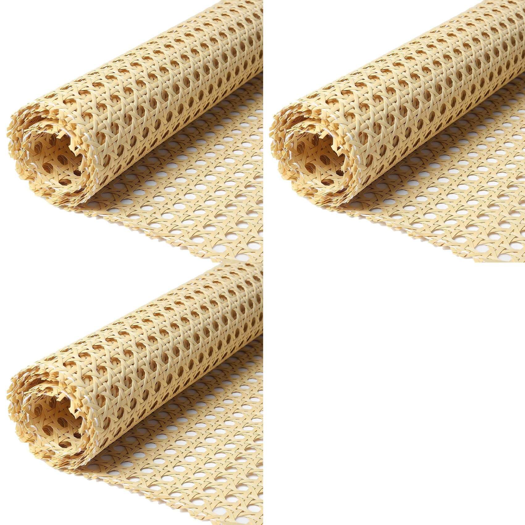 Hndhbfgrt 3pcs 80-Inch Long (6.6 Ft) Rattan Webbing Rolls 16-Inch Wide Natural Rattan Webbing for Furniture,Chairs, Cabinets