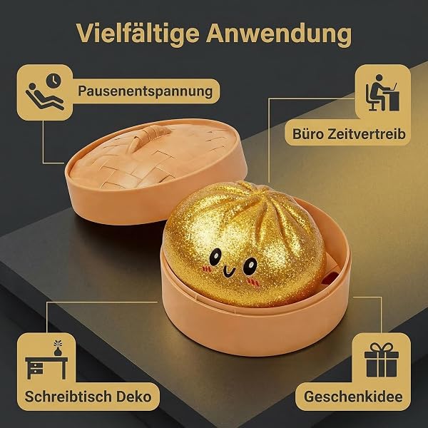 Glitter Dumpling Squishy, (Gold) - 3