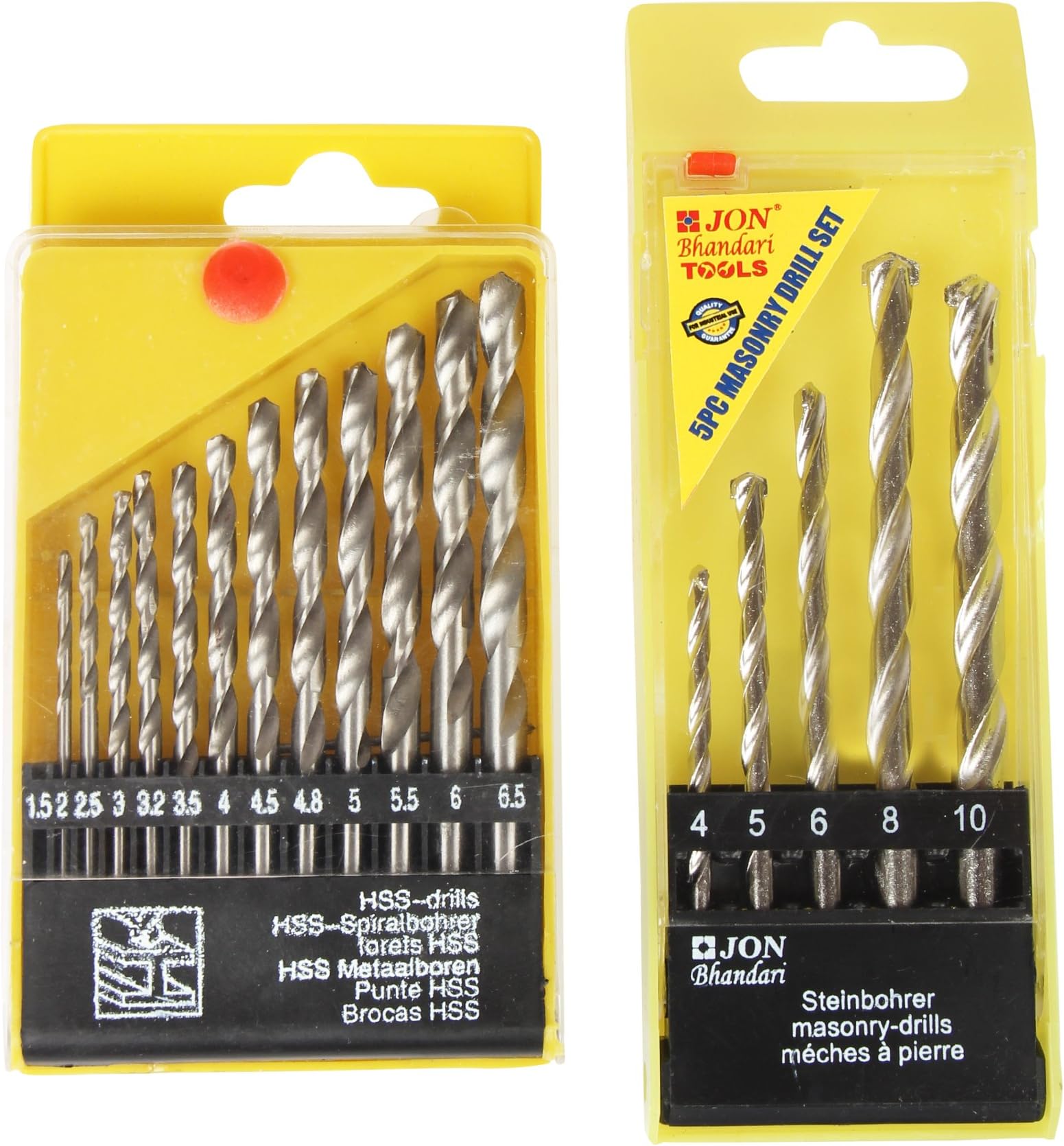 Tools High Speed Steel Chinese Masonry Straight Drill Bit Set - Pack of 5 pcs