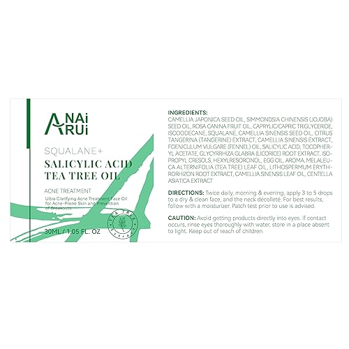 Miniatura 7 de ANAI RUI Aceite facial para acné, aceite de árbol de té con ácido salicílico, aceite de piel propensa al acné, alivia el acné, alivio del