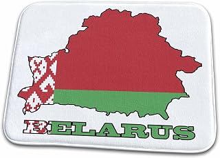 Dish Drying Mat - The flag of Belarus in the outline map of the country and the name Belarus Flags and Maps
