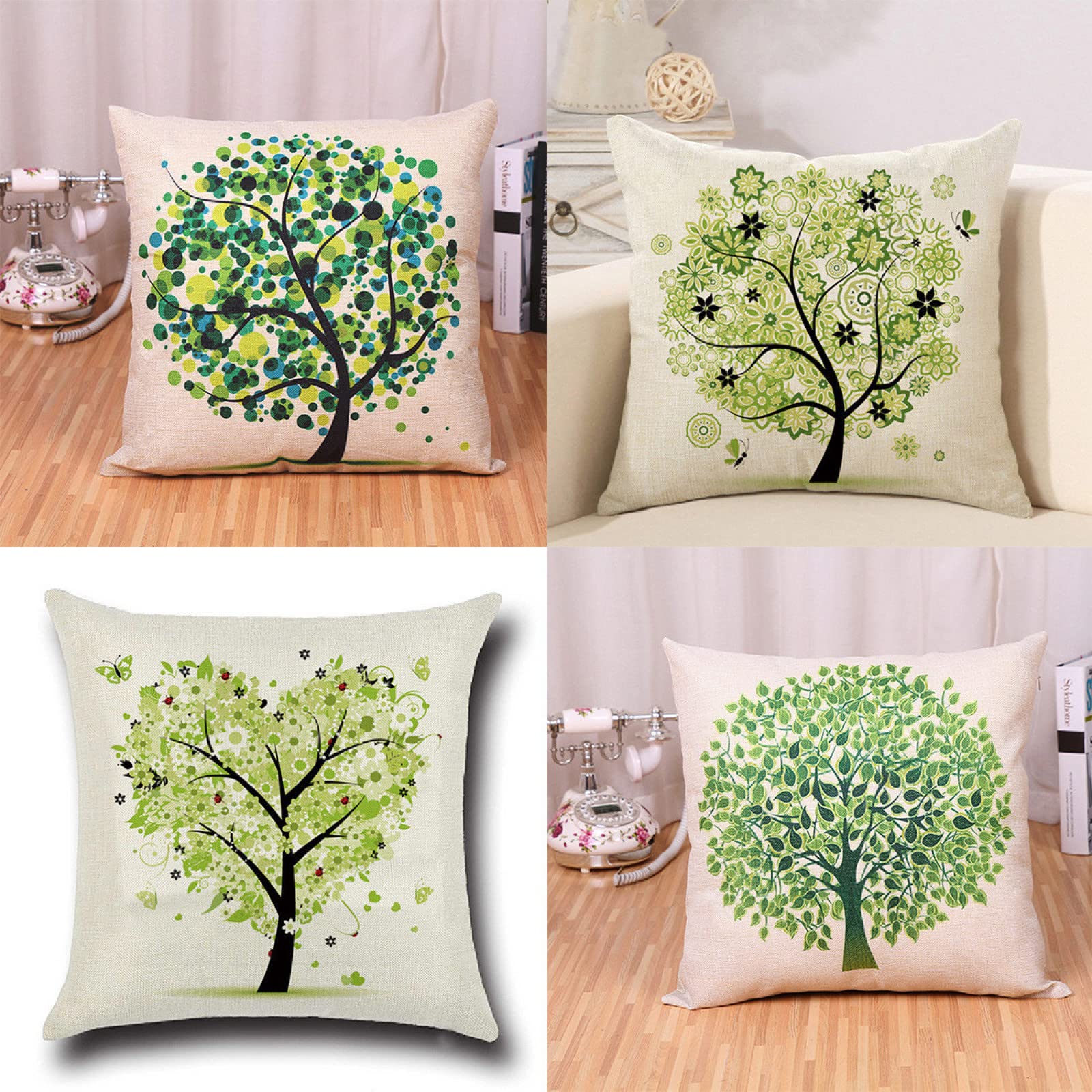 Housse de coussin 55x55cm lot de 4 taies d'oreiller lin canape