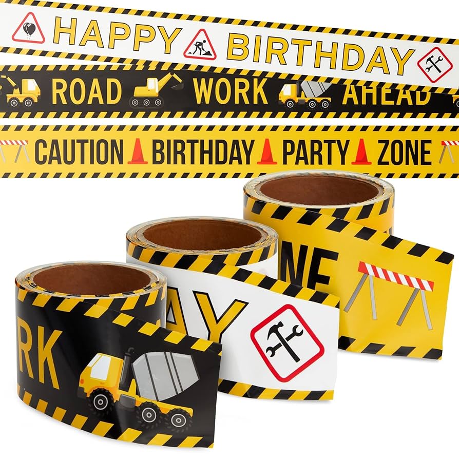 BLUE PANDA 3 Pack 100 Foot Rolls Birthday Caution Tape for