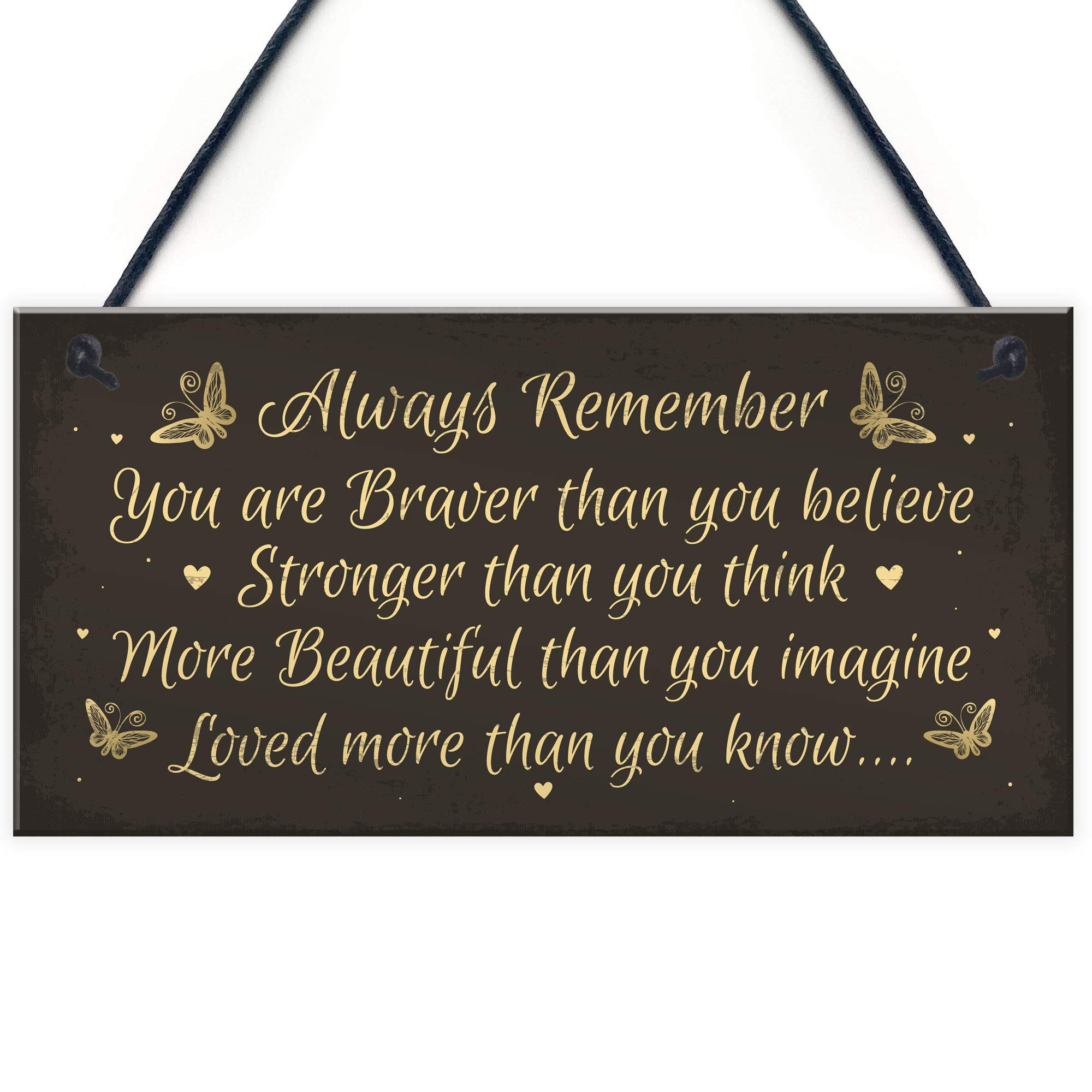 Red Ocean Stronger Inspirational Hanging Plaque Friendship Quote Gifts Butterfly Love Sign
