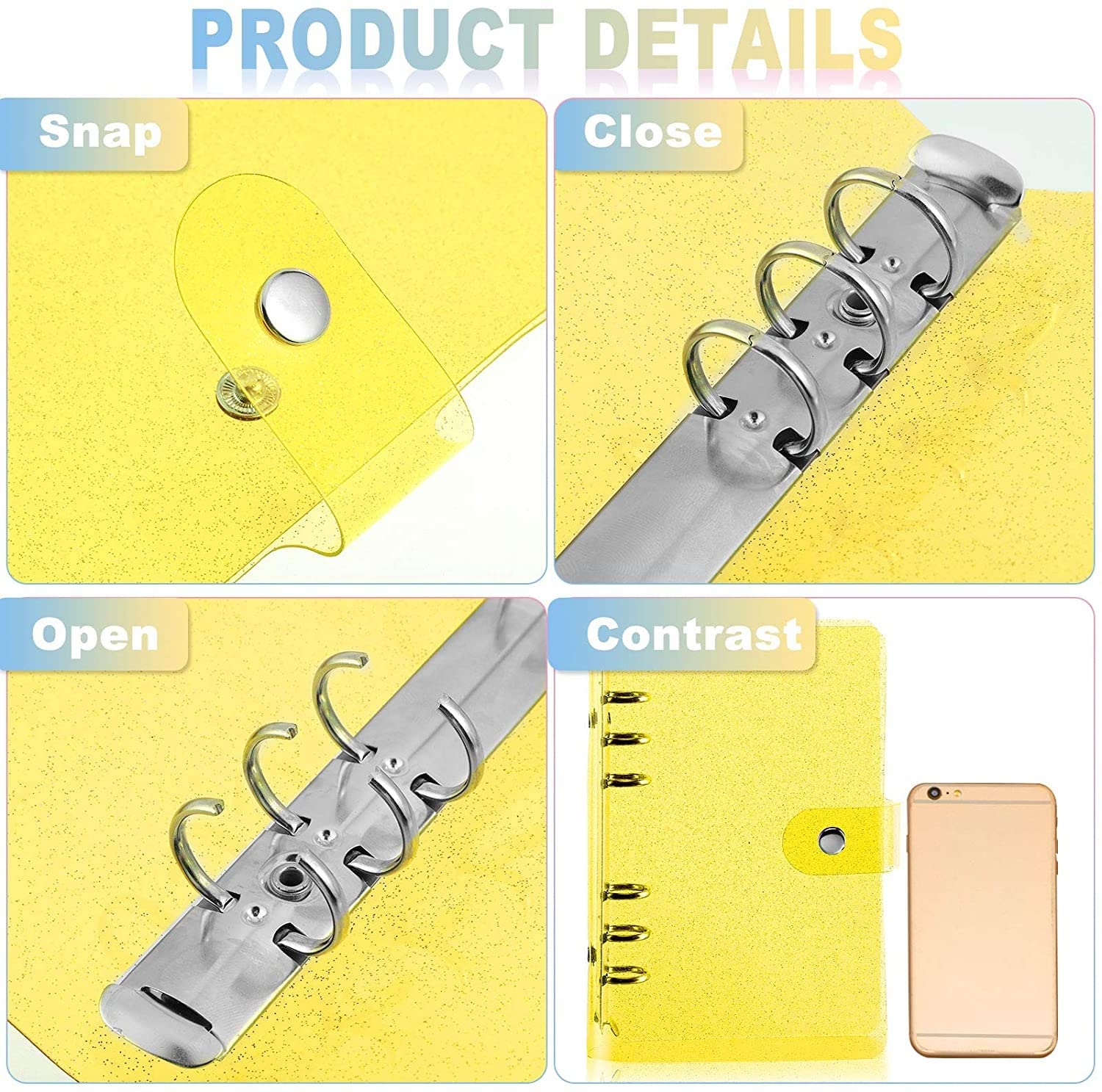 Confezione da 3 copertine per quaderni A6 in PVC con chiusura a bottone a pressione, ideali per agenda e cancelleria per ufficio, cartella resistente ed elegante per l'organizzazione di fogli sciolti.