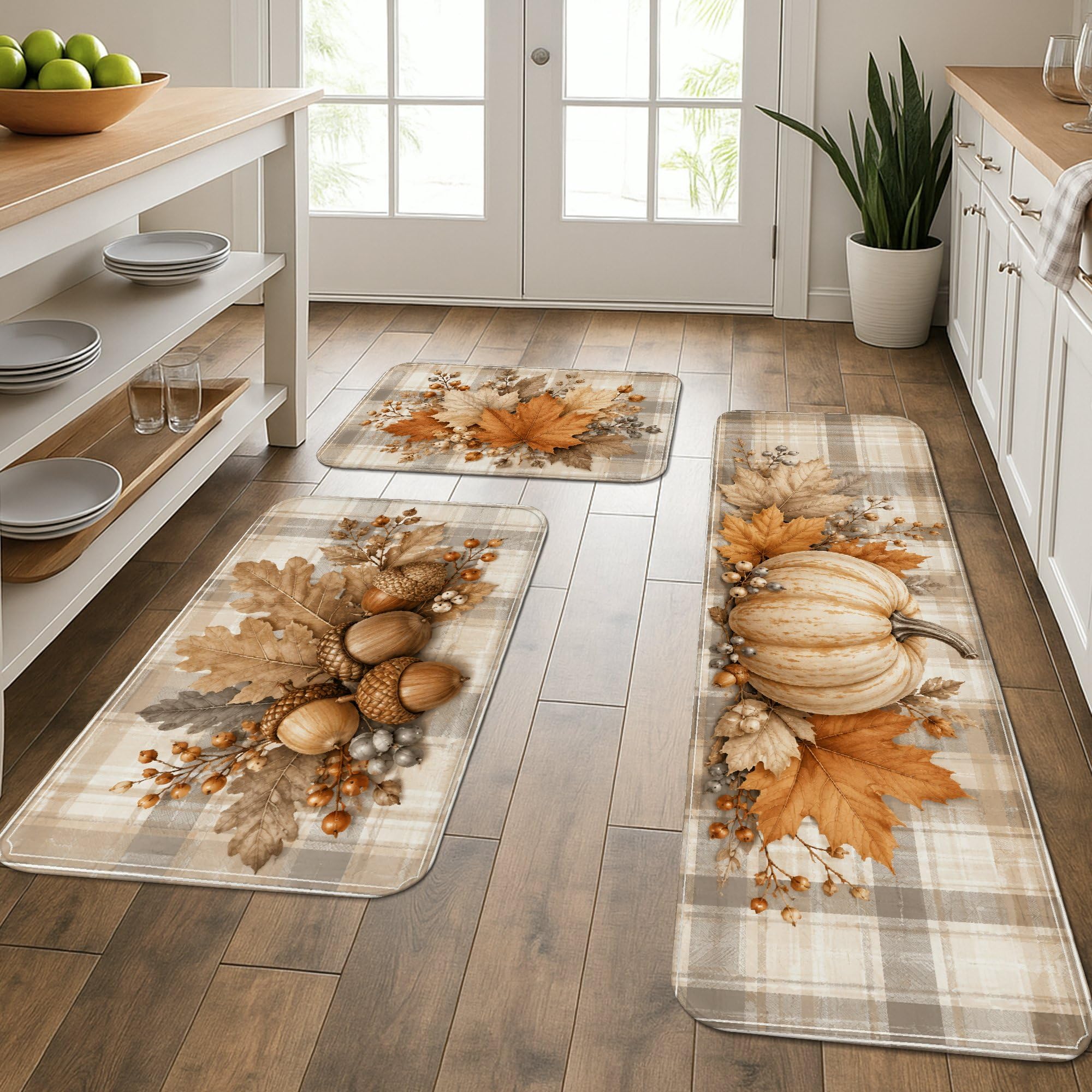Tapis de cuisine rustique orange set de 3 tapis lavables pour maison