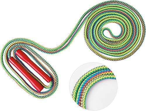 20FT LAON Korean Double Dutch Jump Rope, 20ft (6m) Long, Colorful Rainbow Braided Design Thick Rope with Non-Slip Handles, Skipping Rope for Adults,