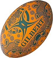 Vista 2 de Gilbert Australia Wallabies - Soporte de pelota de rugby indígena talla 5 con licencia