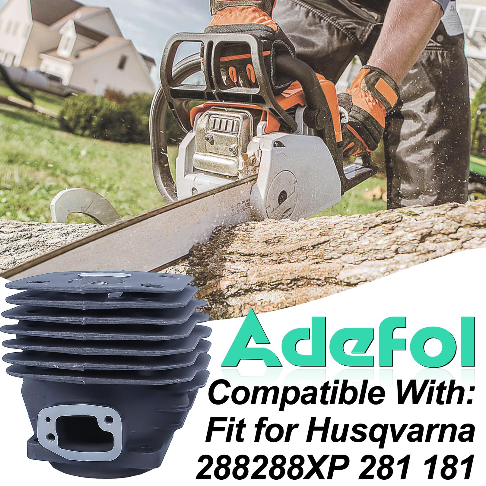 Adefol 54mm Cilindro Pistone Guarnizione Kit per Husqvarna 288XP 181 281 288 Motosega con Collettore di aspirazione Valvola di decompressione Choke Rod Catena Piatto da Bar per 503506301 503 90 74-71