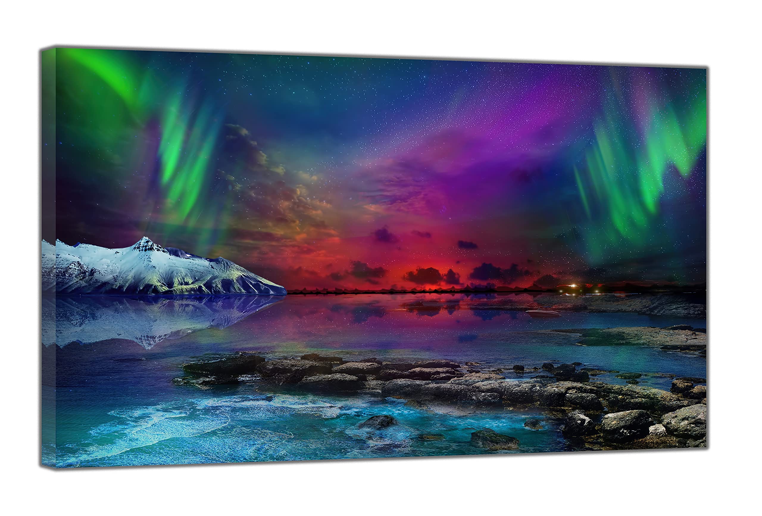 Astonishing Northern Lights Landscape Picture Print On Framed Canvas Wall Art 40’’ x 30’’ inch(102x 76 cm)-18mm Depth
