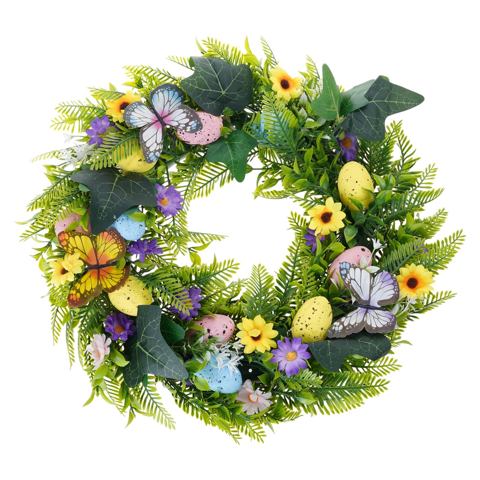 our fave Wreath Artificial Flower Wreath with Easter Eggs Holiday Decoration for Front Door Window Festival Celebration