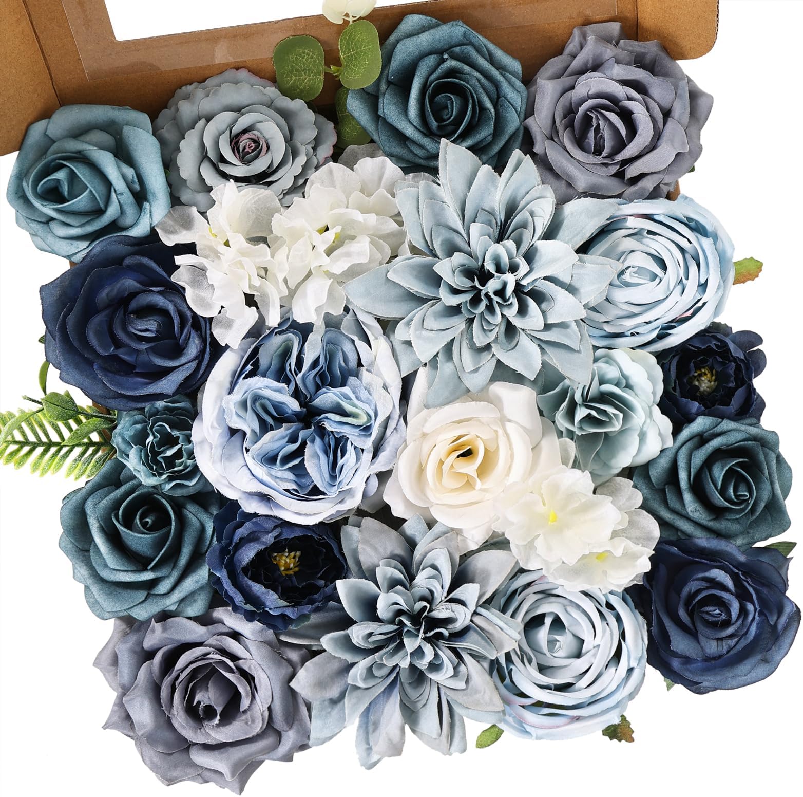 Amazon.com: rongflower Blue Artificial Flowers Combo Box Set Silk ...