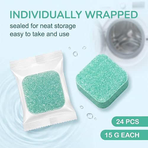 EPMOCN 24 Pastilles Nettoyant Machine à Laver, Nettoyant Lave Linge Puissant contre les Poils de Chien et Mauvaises Odeurs, Détartrant Efficace pour Tambour, Soin Lave-Linge pour Maison avec Animaux - 4
