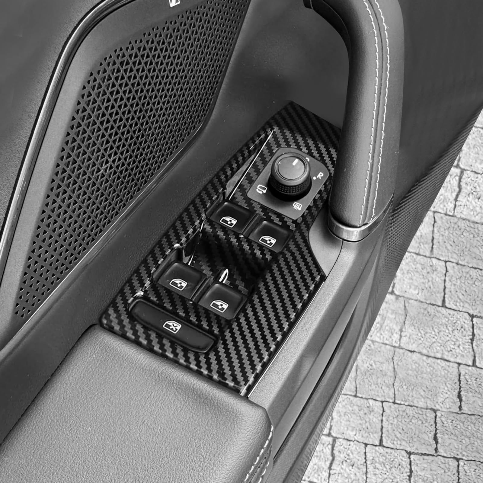 Para Seat Leon MK4 C-upra Leon C-upra Formentor Seat Ibiza Seat Arona 2020-2024 2025 2026 ABS Fibra de Carbono Panel de Control Coche Ventana Cristal Interruptor de Elevación Cubierta Marco
