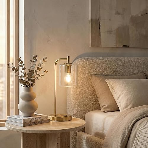 Miniatura 9 de Brightech Elizabeth Table Lamp with Wireless Charging Pad and USB Port, Bedside Reading Lamp, Vintage Brass Gold Desk Lamp, Nightstand Lamp with LED