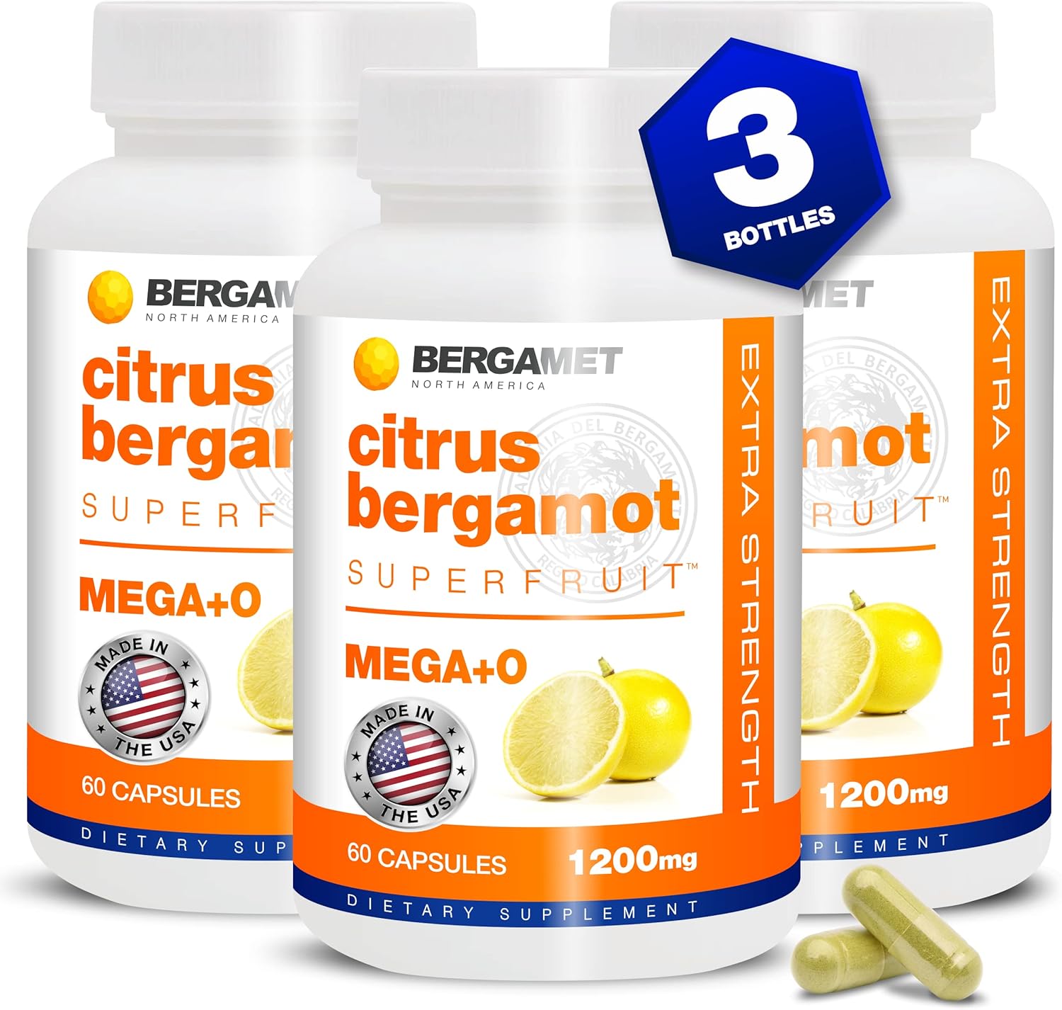 BergaMet Citrus Bergamot 1701 Extract 1200mg, 180 capsules