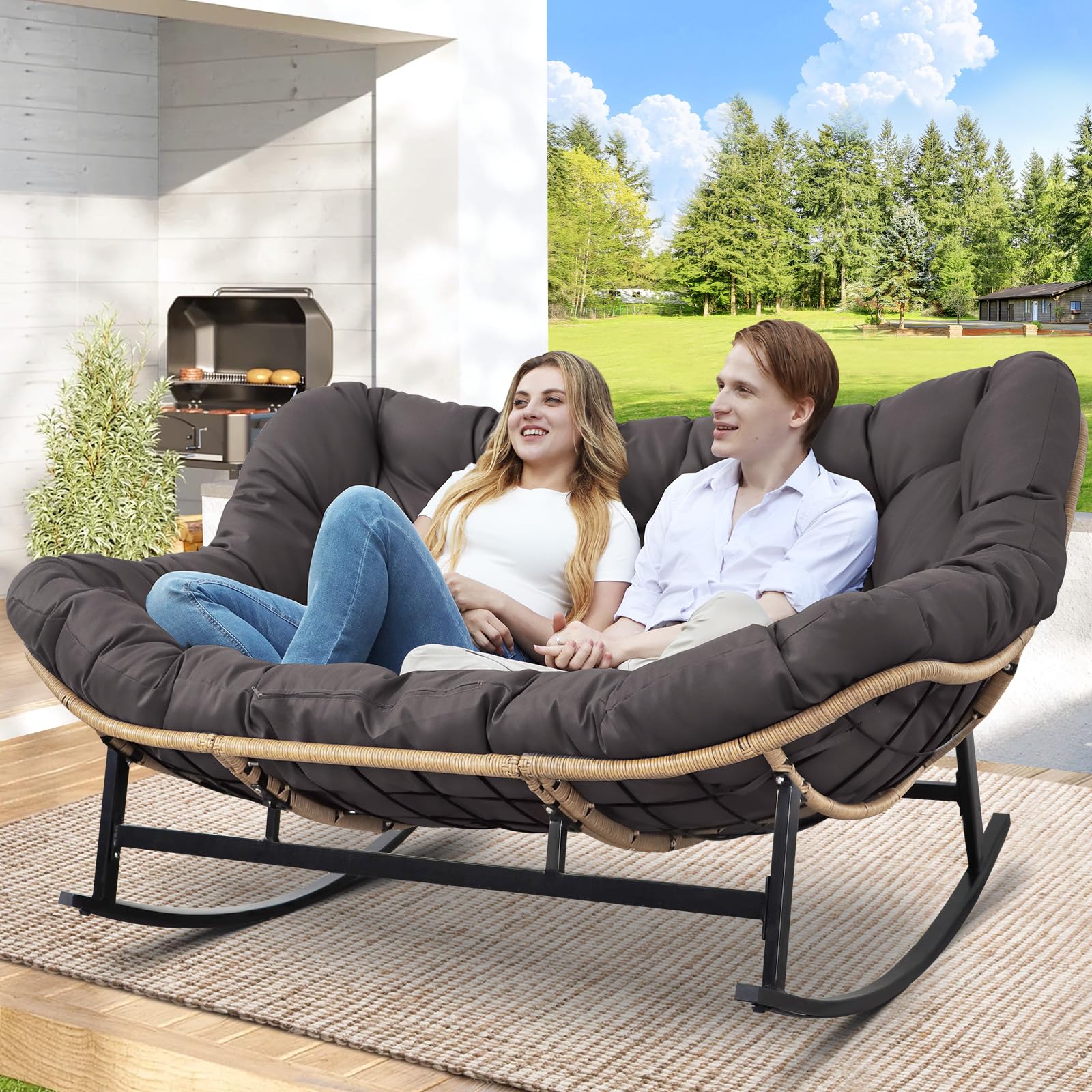 Amazon.com: RADIATA Double Rocking Chair Outdoor, Oversized 2