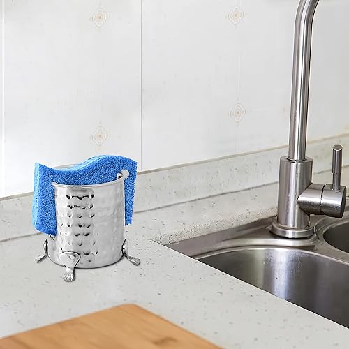 Miniatura 4 de Monarch Abode Soporte de esponja de cocina martillado a mano de níquel 4.5 x 4 x 3.5