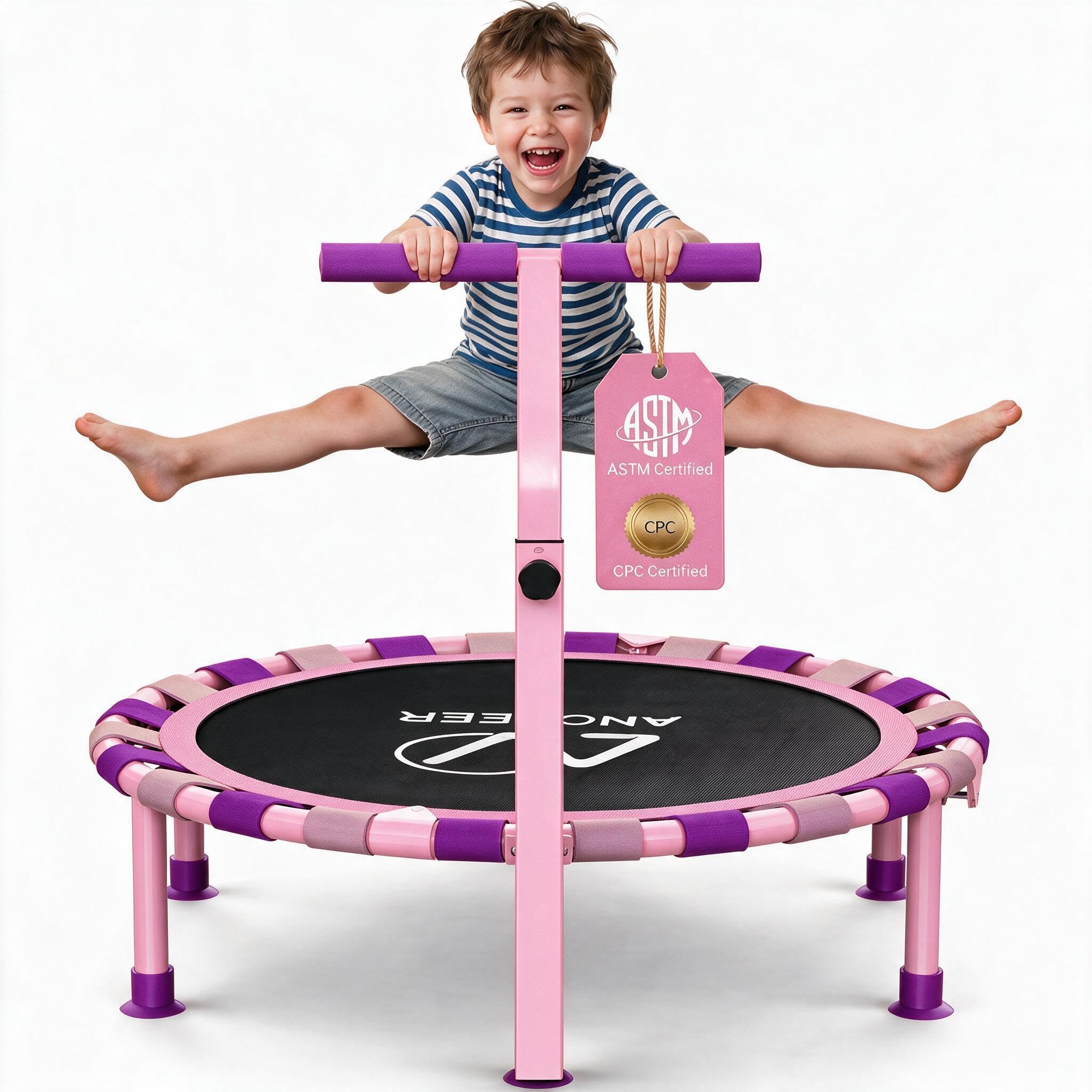 ANCHEER 38" Toddler Trampoline for Kids, Foldable Indoor Mini, Foam Handle