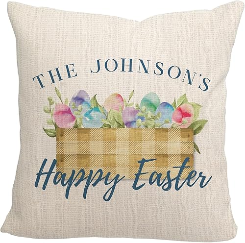 Pattern Pop - Funda de almohada personalizada de Pascua - Funda de almohada decorativa de primavera - Funda cuadrada de 17 x 17 pulgadas - Incluye