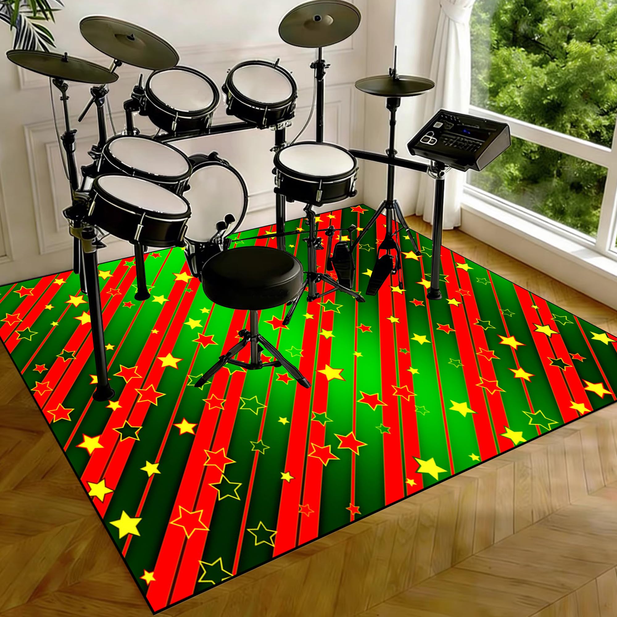 Tappeto per Batteria Professionale Tappeto a Tamburo Tappetino Insonorizzato per Batterie elettroniche Rullante Acustica Snare Drum Grancassa Strumenti Musicali Coperta Antiscivolo 230 x 180 cm