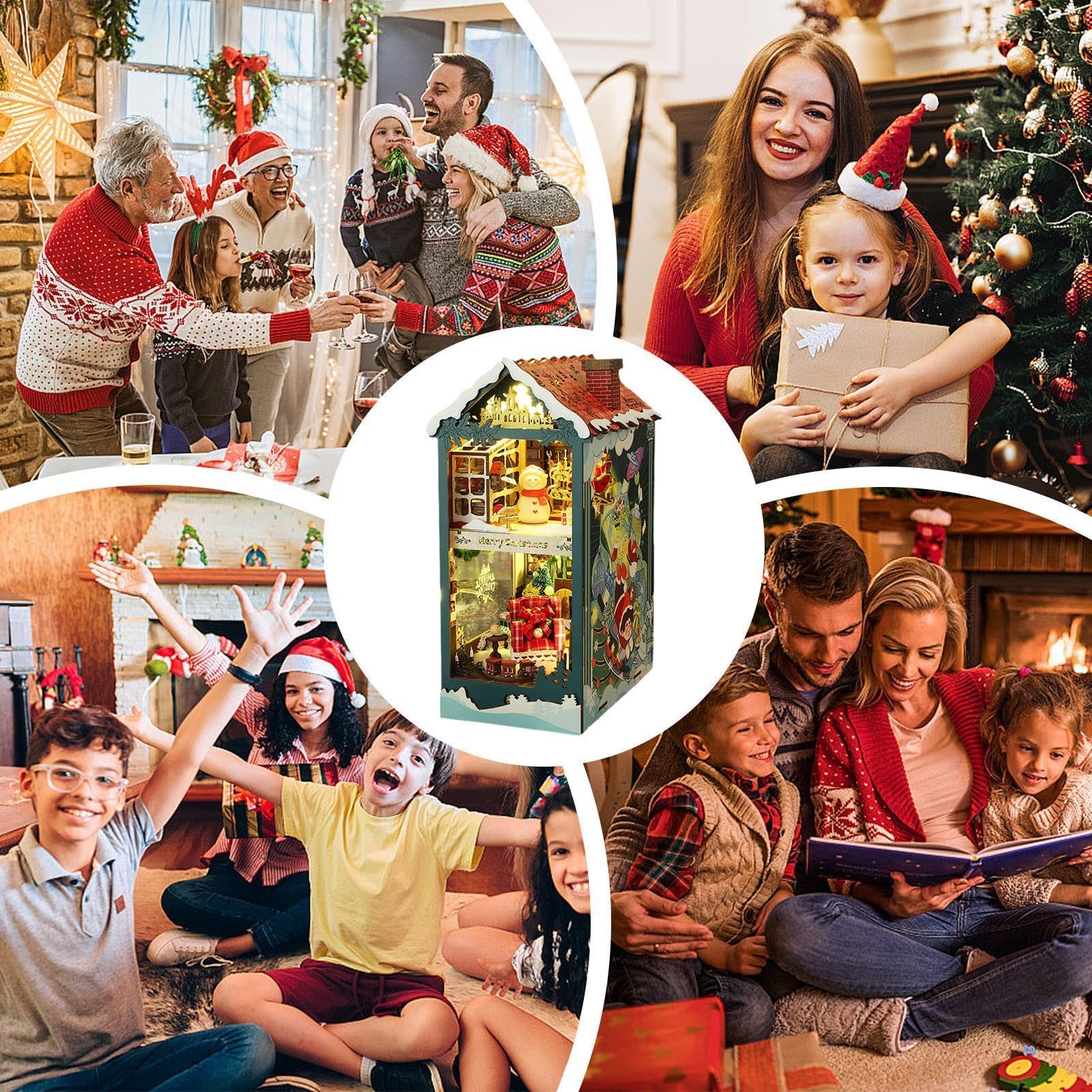 Weihnachts-Buchecke, Bausatz für Weihnachten, Miniatur für Weihnachten
