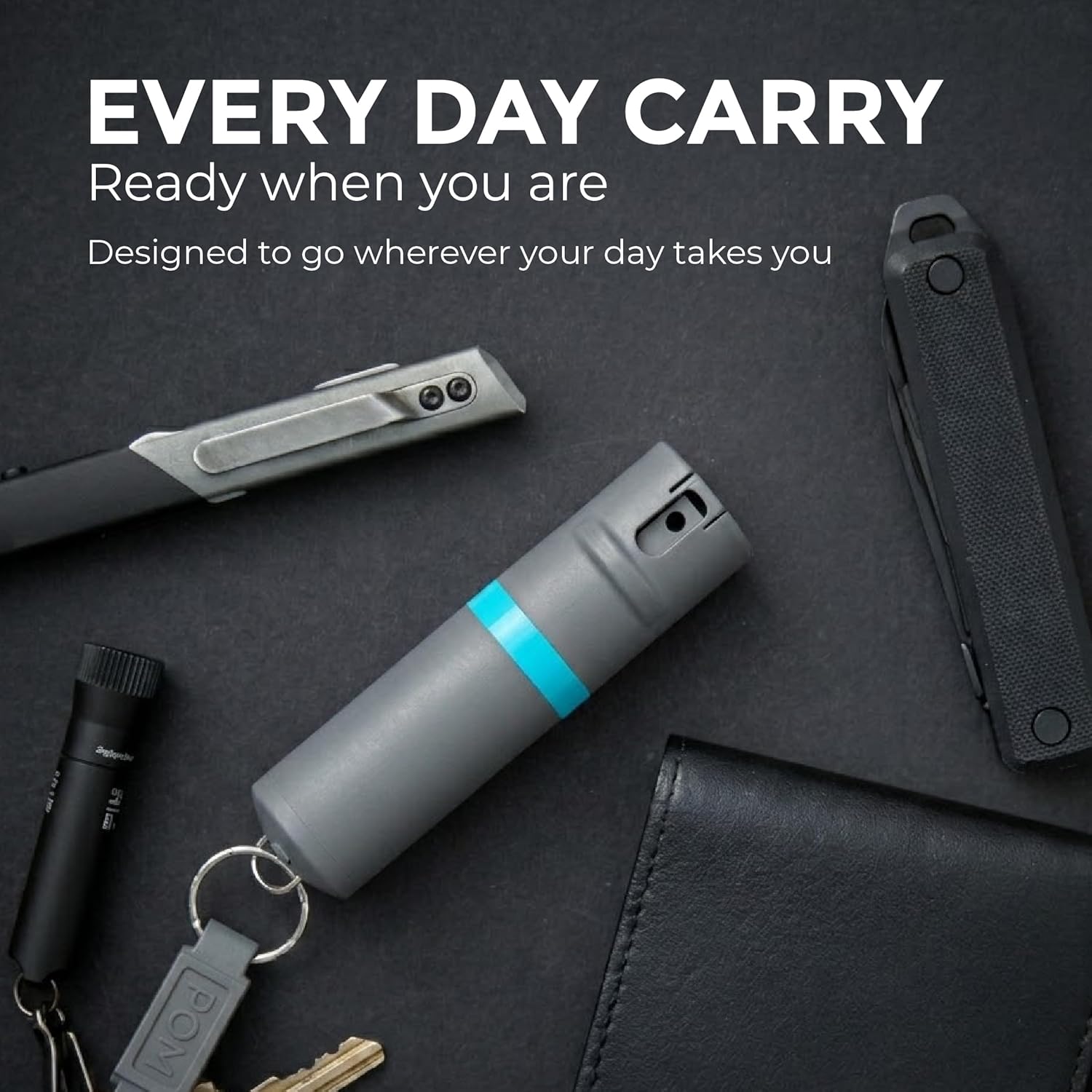 POM Pepper Spray Keychain, Quick Key Release for Instant Access, Flip Top Safety, Maximum Strength OC Formula with UV Marking Dye, 25 Bursts, 10 ft Range, 0.5 fl oz
