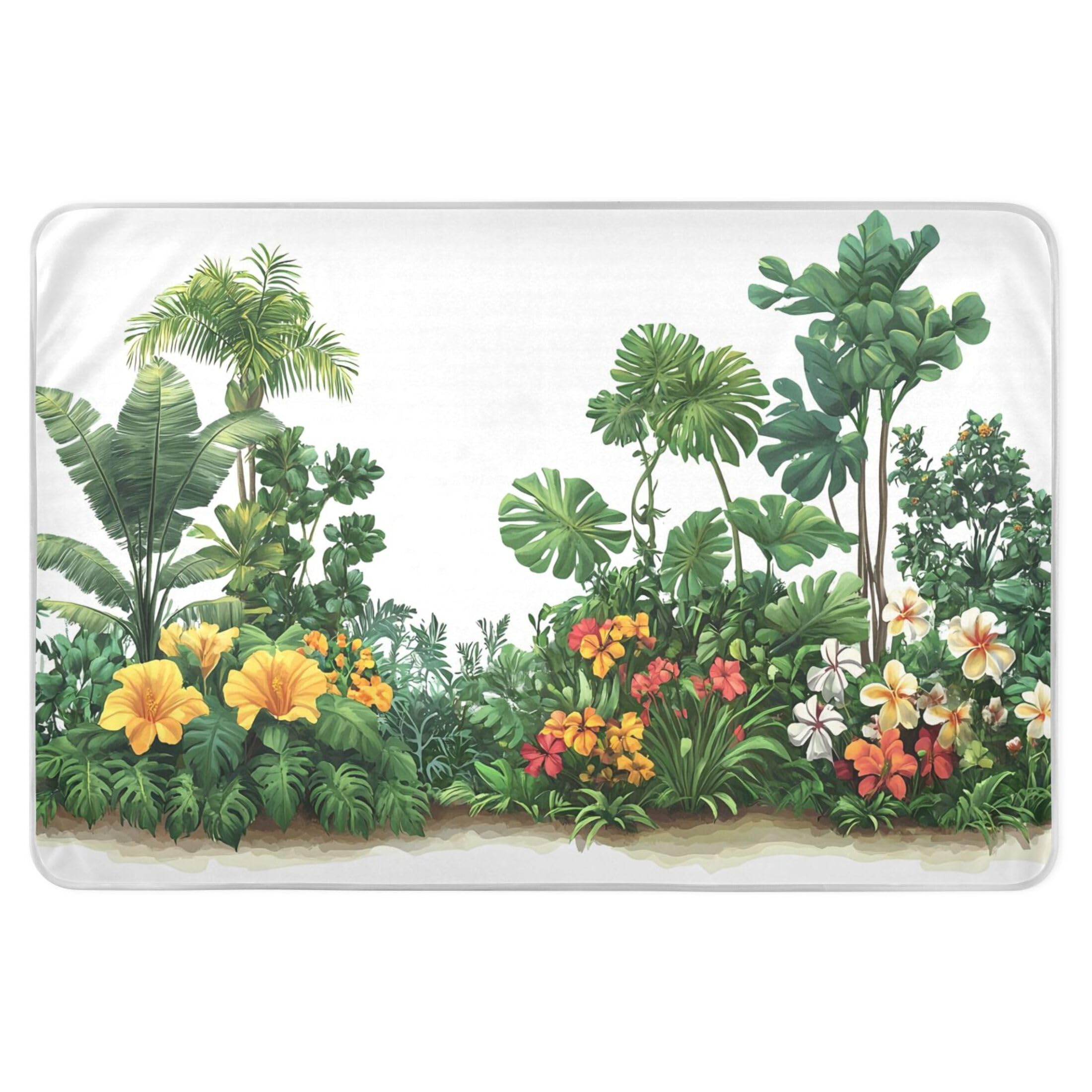 Takiito Tropical Plants Flowers Bed Pad Reusable Bed Underpad Washable Waterproof Leak-Proof Quick Dry Incontinence Pee Pad for Toddlers Kids Adults Pets 34x52 in