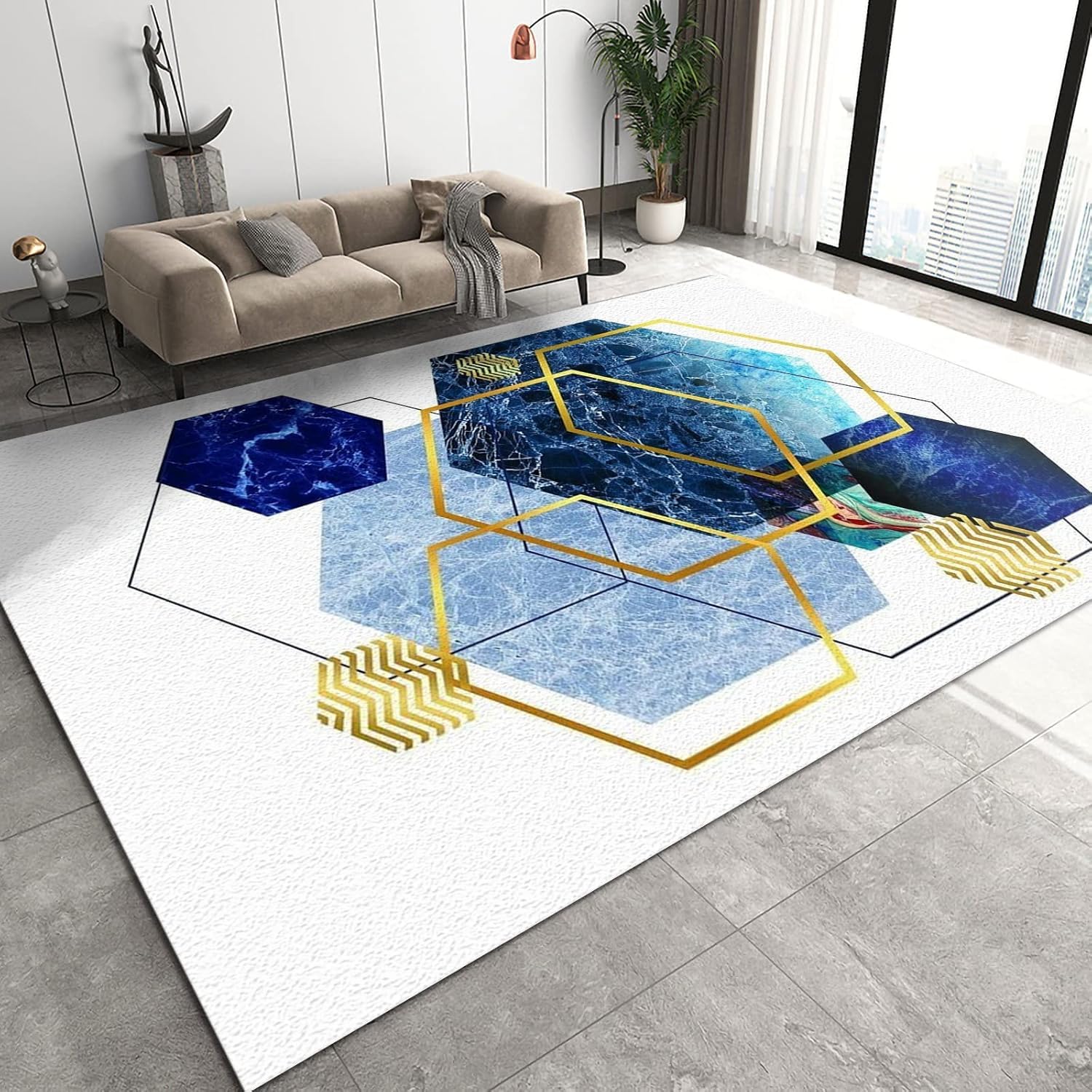 Tapis antidérapant nettoyage facile à motif abstrait 3D pour votre séjour