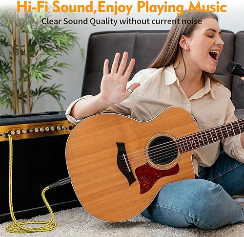 Miniatura 6 de HOSONGIN Paquete de 2 cables de guitarra de 10 pies a 14 de pulgada para instrumentos eléctricos, cable AMP para guitarra eléctrica, bajo, mandolina