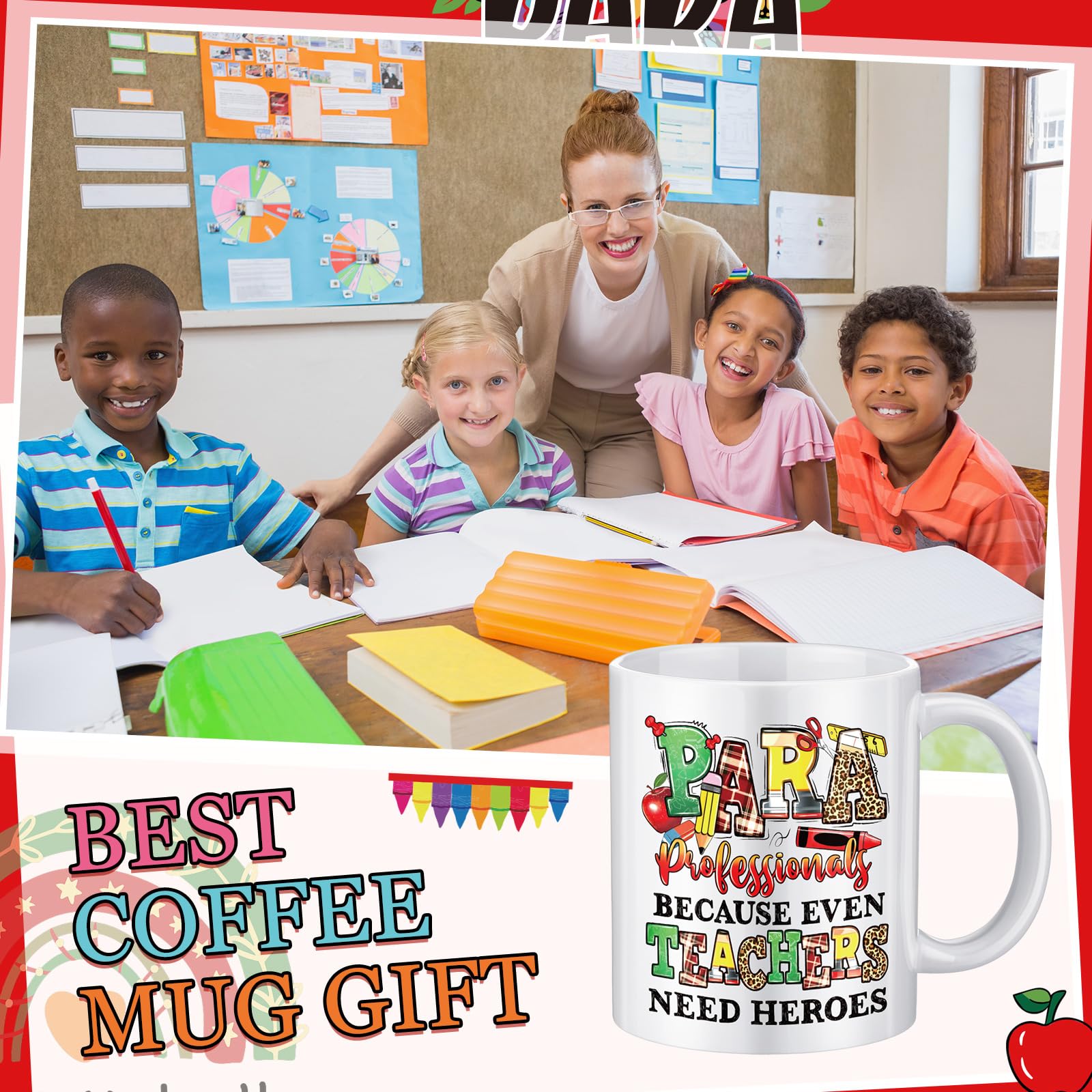 Didaey 12 Pcs Teacher Gifts Mugs Bulk, End of Year Gift for Teacher Para Paraprofessional Mug 12 oz Coffee Mugs Thank You for Grad Paraeducators, Staff