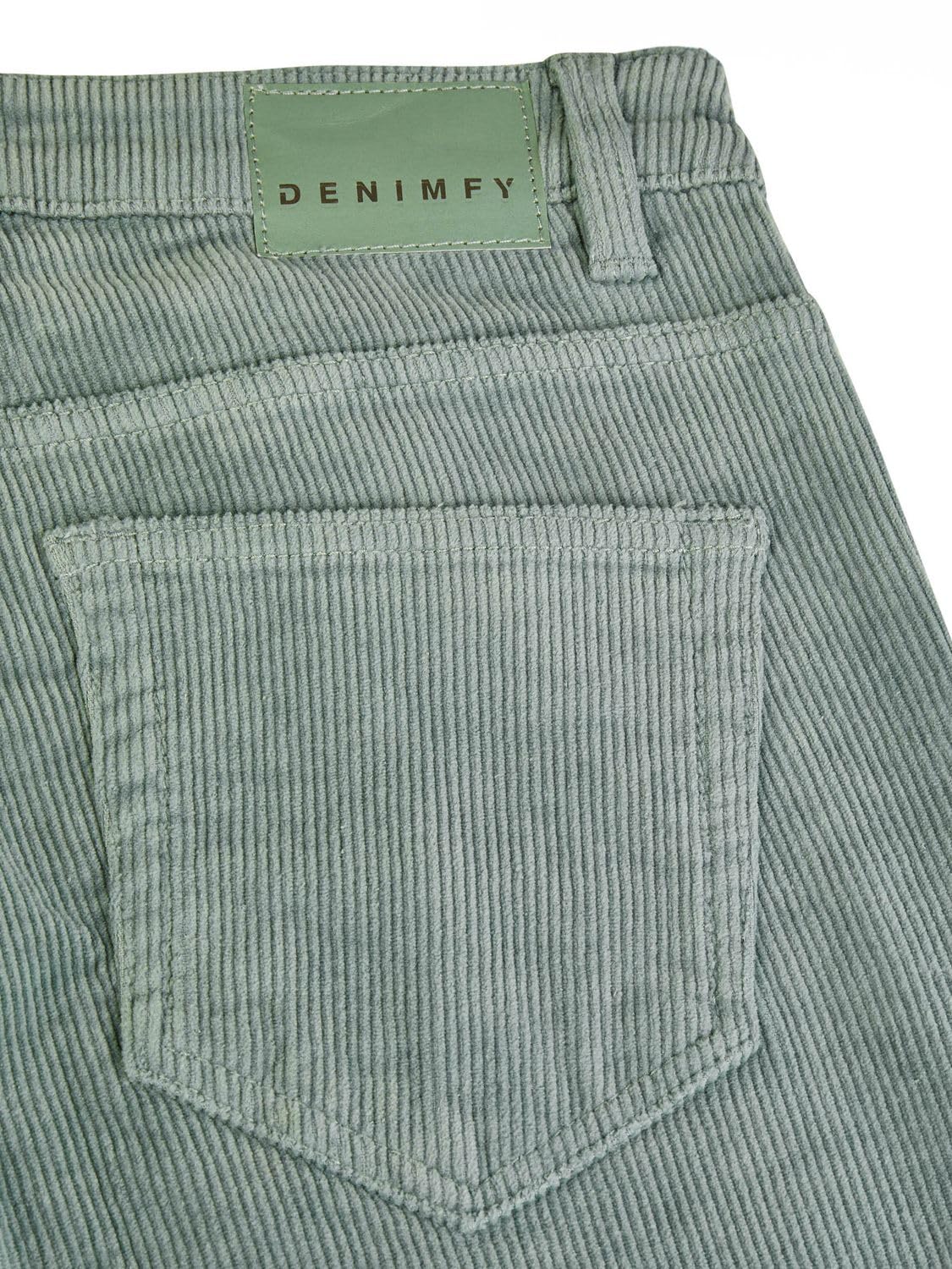 DENIMFY Cordhose Damen Mom Fit High Waist Gerades Bein Stretch DFLisa Cord