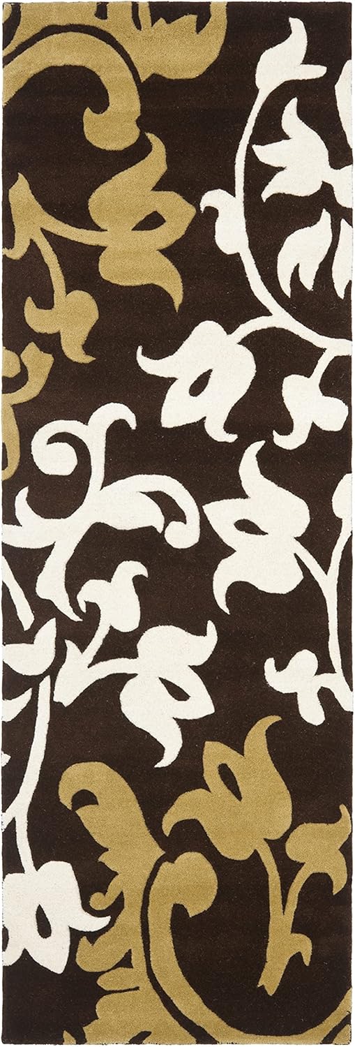 SAFAVIEH Soho Collection 2'6" x 6' Brown/Multi SOH760A Handmade Premium Wool & Viscose Runner Rug