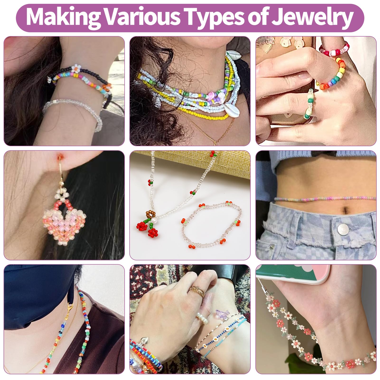 168 Colores 74746 Pezzi Perline per Braccialetti, 2mm Perline per Bigiotteria Bambini Adulti Fai da Te, Kit Braccialetti Fai Da Te Bambina Perline per Gioielli fai da te con Sorridente Lettere Perline