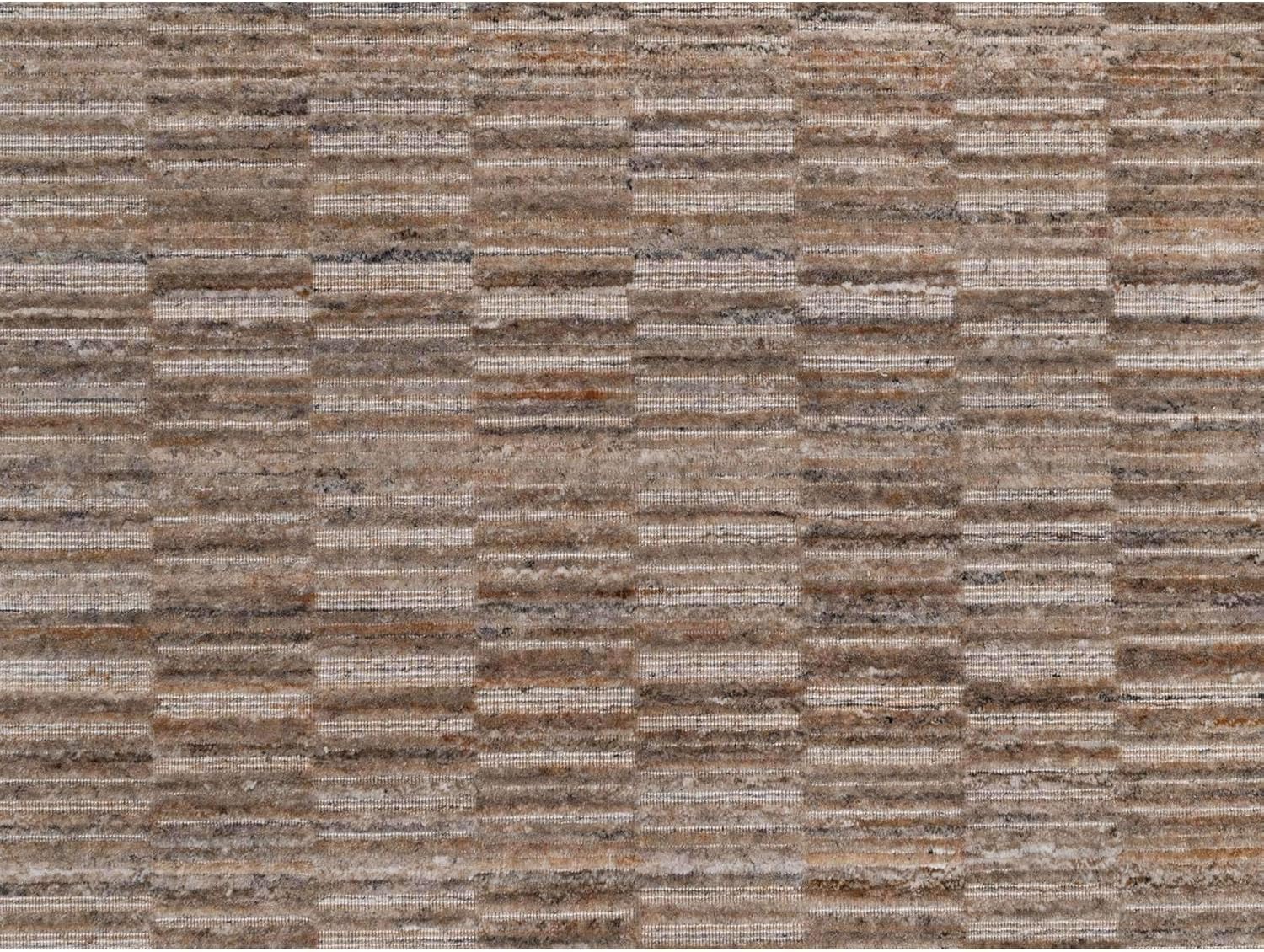 Hand Loomed Modern Grid Pattern Area Rug, Beaver Brown, Polyester, Textured, 8'1" x 10'