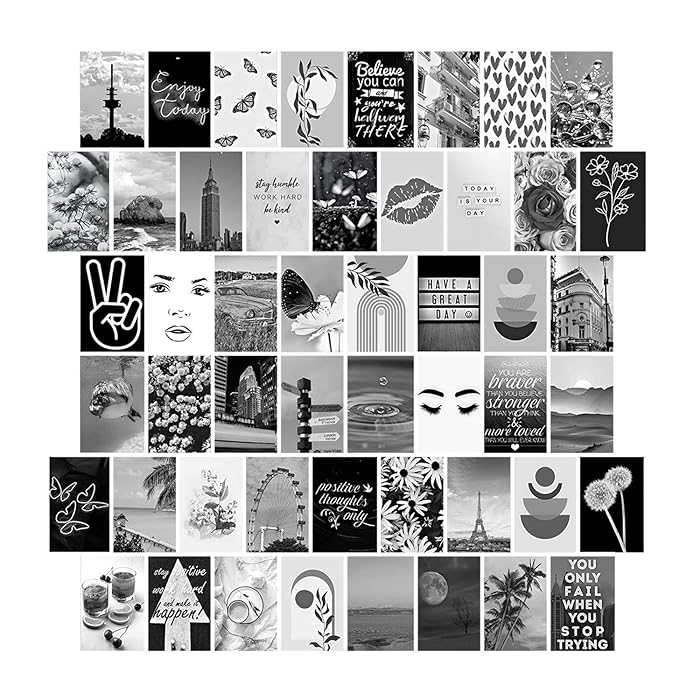 Buy Woonkit Black White Wall Collage Kit Aesthetic Pictures, Black and