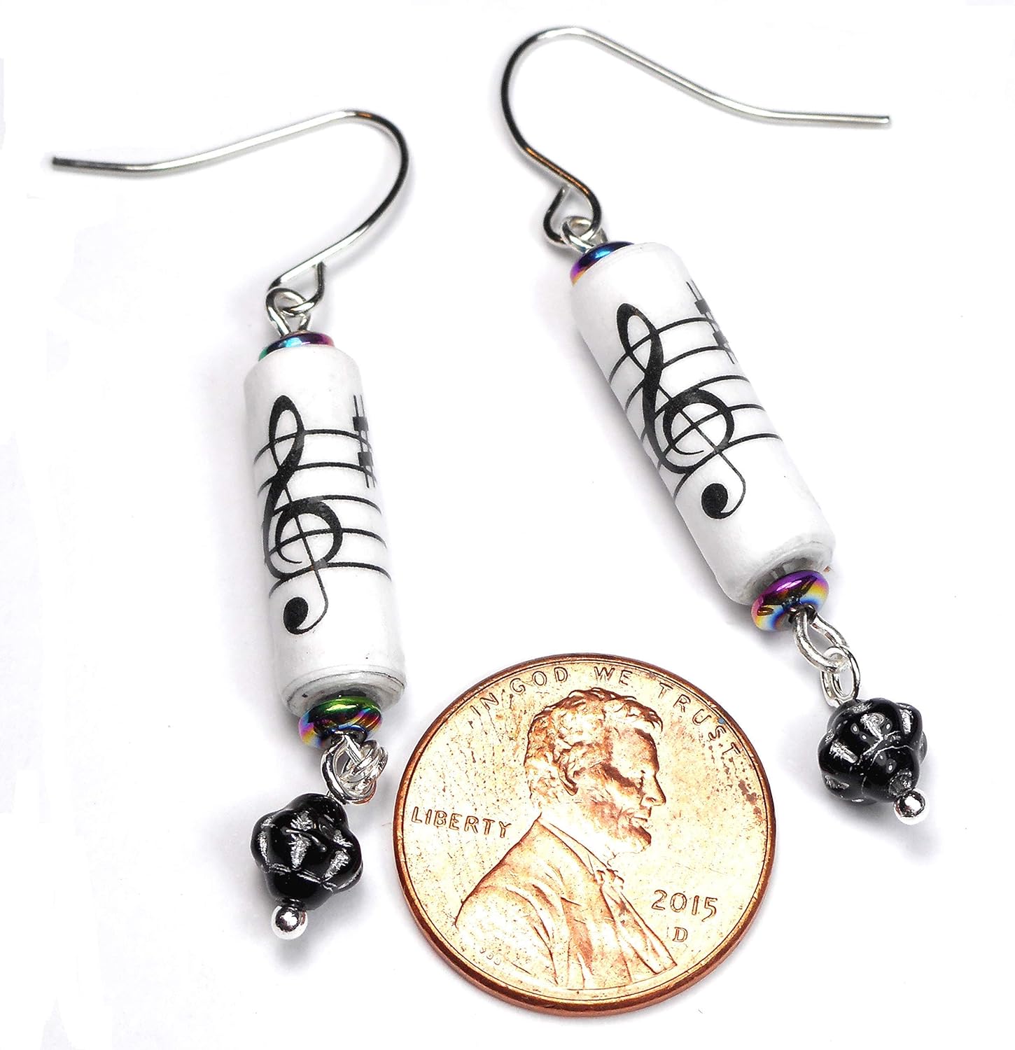 Assorted Styles Black White Sheet Music Origami Earrings, Musician 1st Anniversary Mother's Day Gift