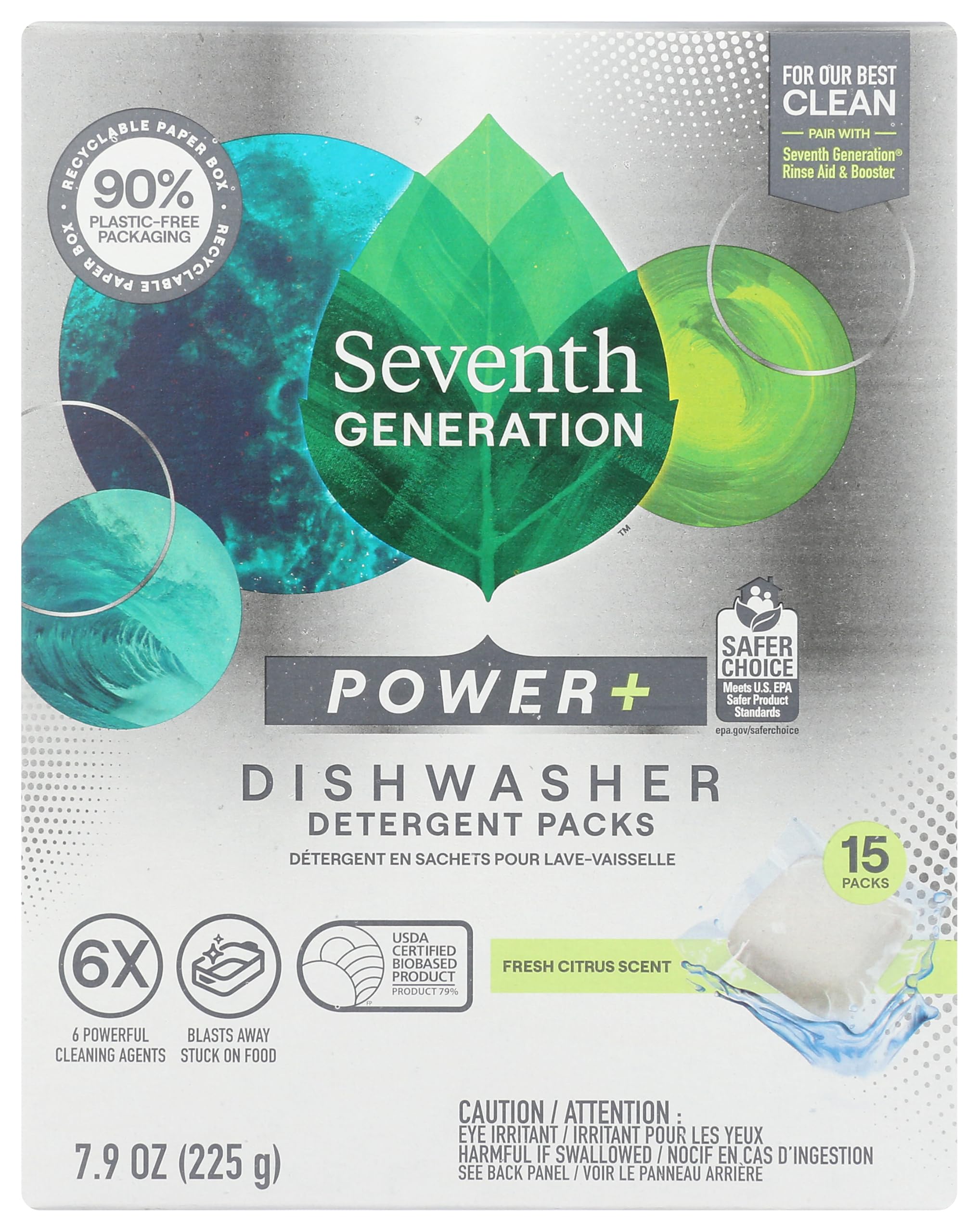 Seventh Generation Power Plus Auto Dish Detergent 15 Count, 7.9 Oz