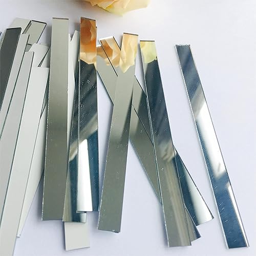 Miniatura 10 de 100 piezas de azulejos rectangulares de vidrio de 12 x 2 pulgadas para trabajos de manualidades, espejo de bola de discoteca, decoración del hogar