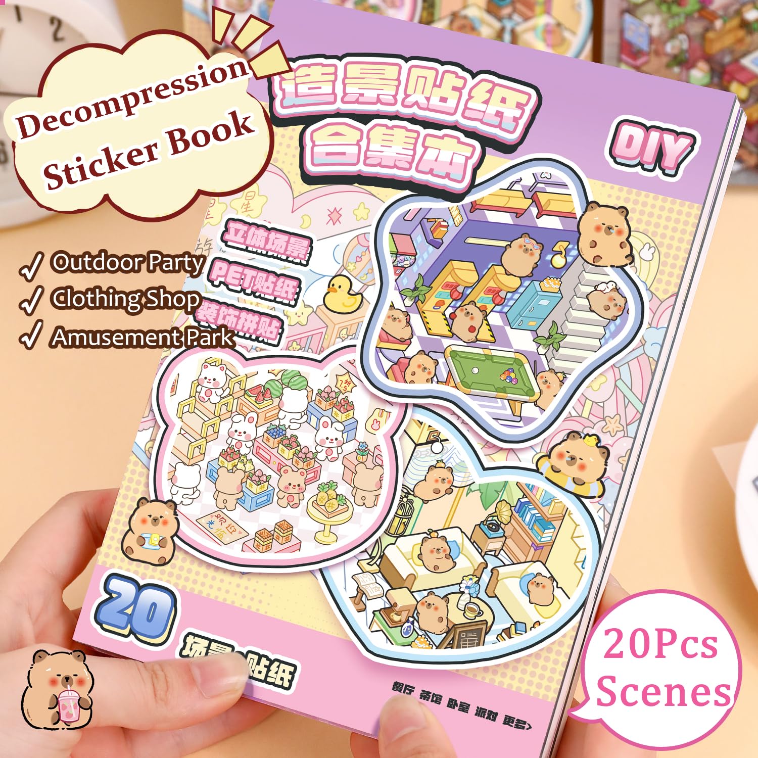WAXCMXYH Set di 4 adesivi 3D fai da te, adesivi 3D fai da te in miniatura, crea le tue mini scene per adulti e bambini, sollievo dallo stress che passa il tempo WAXCMXYH Set di 4 adesivi 3D fai da te, adesivi 3D fai da te in miniatura, crea le tue mini scene per adulti e bambini, sollievo dallo stress che passa il tempo