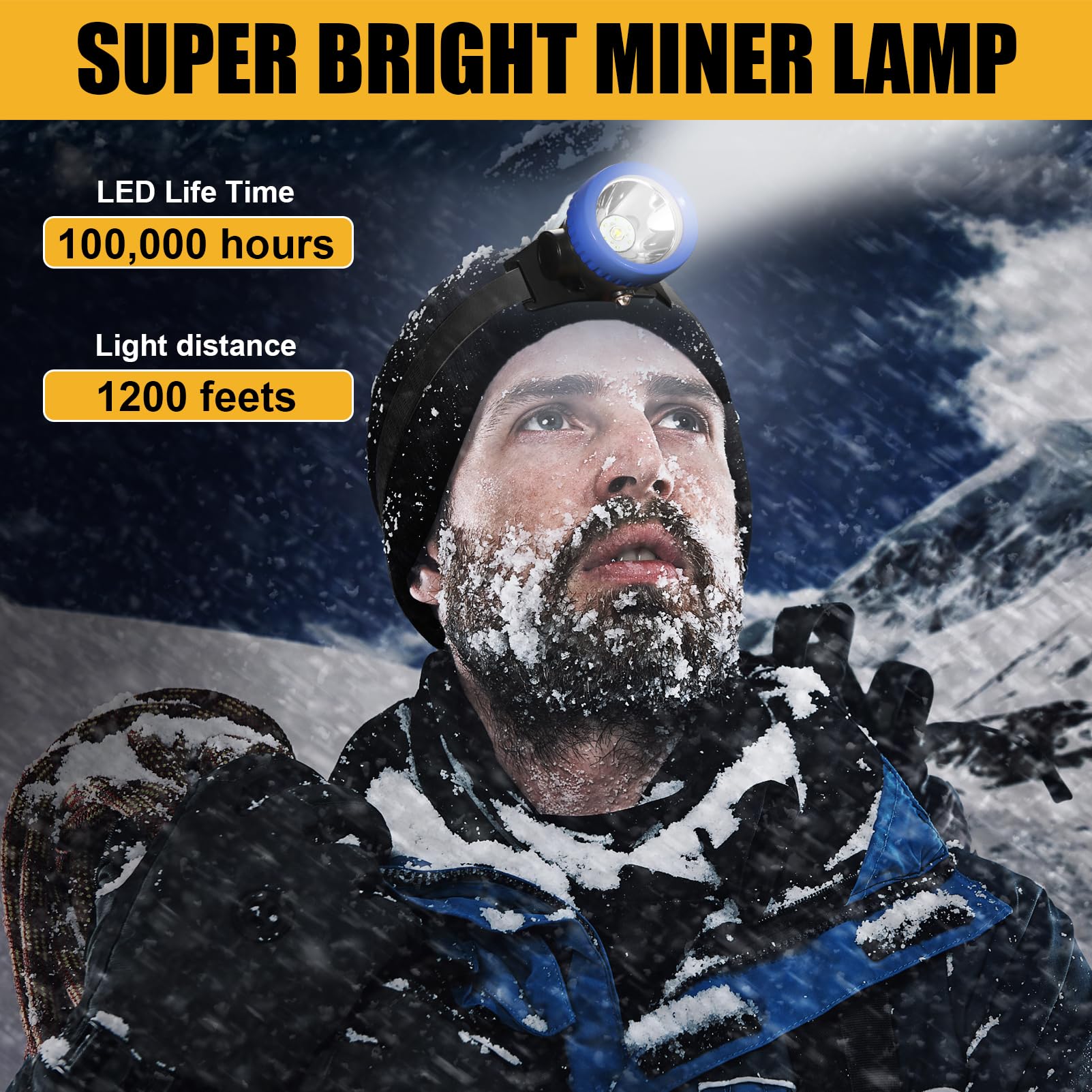 Lokilo Faro delantero superbrillante de 1+6 LED para minería, recargable, impermeable, con tapa de minero, de larga duración, ligero, perfecto para el trabajo, camping, senderismo y uso de emergencia,