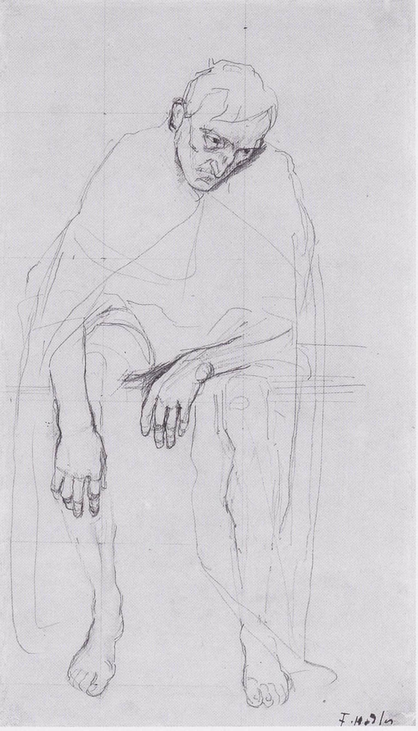 ARTXLXXBN Famous Painting Canvas Artwork Graffiti Print Study on the Disaffected Souls or the Life Moms by Ferdinand Hodler Portrait Canvas Image for Home Decor 60x90cm